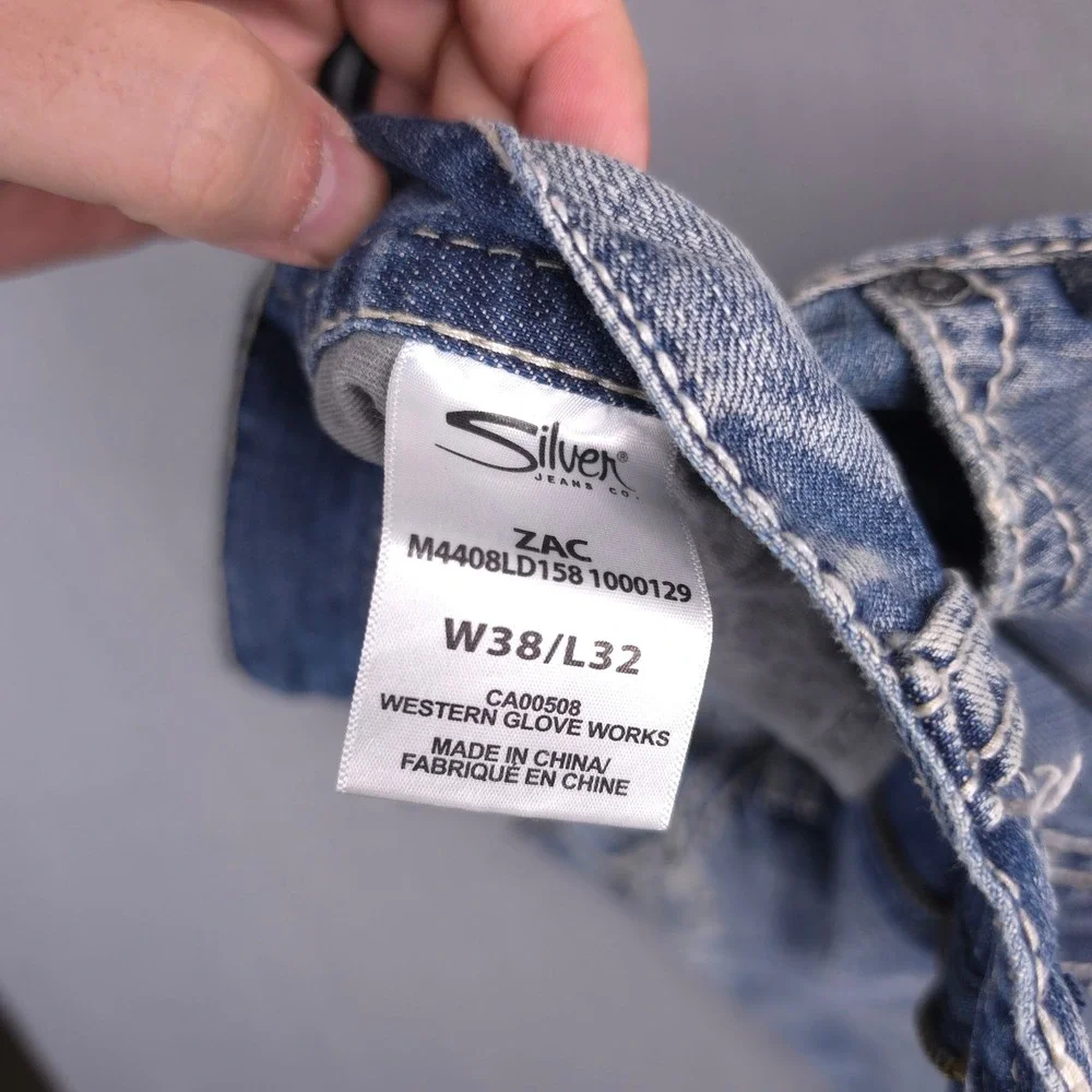 Silver Jeans Zac Relaxed Fit Straight Leg Blue Denim Jeans 38x32